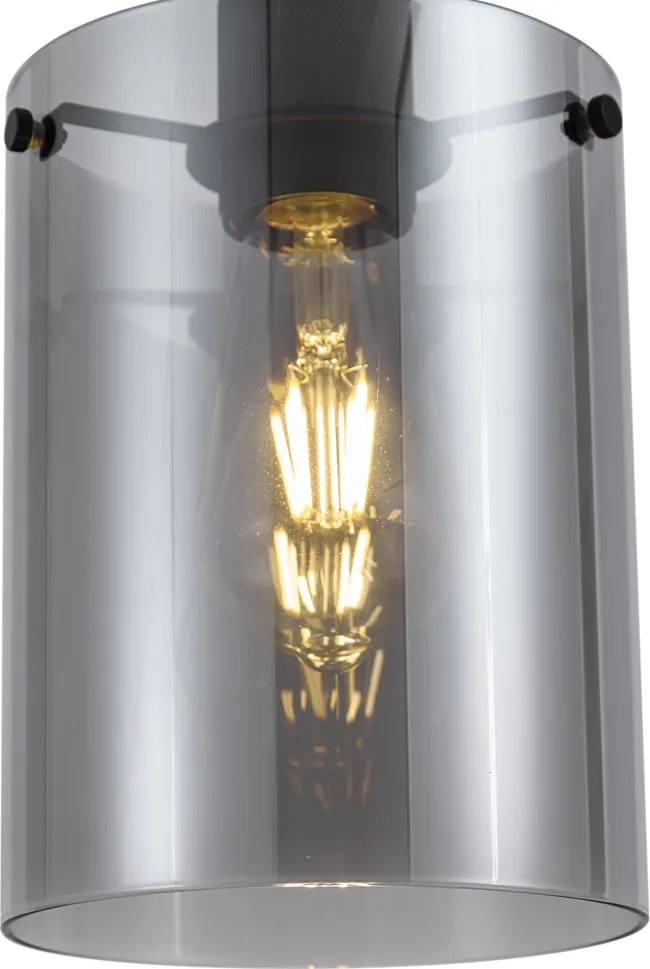 Lampada a sospensione di design nera con vetro fumé - Domo