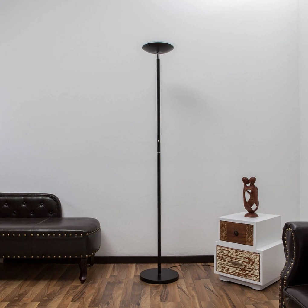 Lampada da terra con luce lettura Malea Lindby, dimmerabile, Nero, Soggiorno / Sala da pranzo, Metallo, Moderno, Lampada LED da terra