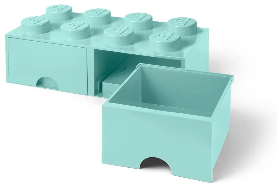 Scatola portaoggetti verde menta con due cassetti - LEGO®