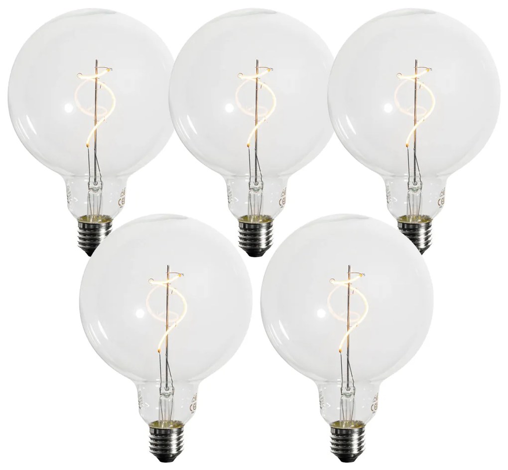 Set di 5 Lampadine LED E27 Dimmerabili a Filamento Spirale G125 4W 270LM 2200K