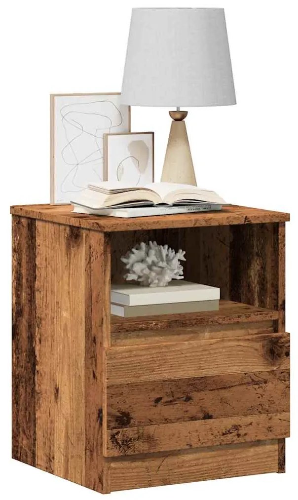 Comodini 2 Pz Legno Antico 40x40x50 Cm İn Legno Multistrato /