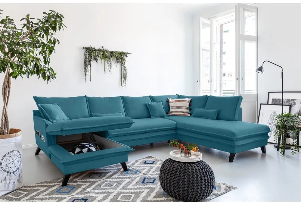 Divano letto a U turchese, angolo destro Charming Charlie - Miuform