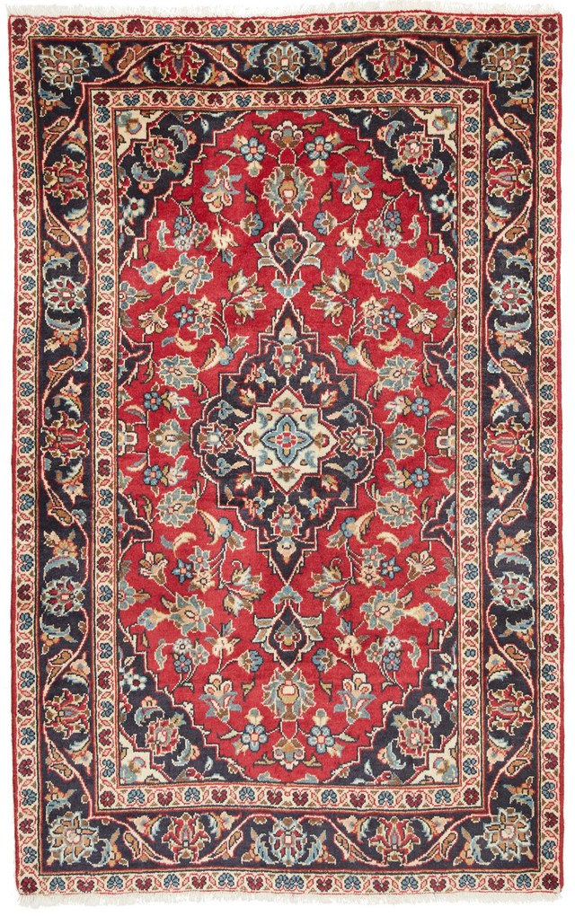 Kashan Tappeto 100 x 150 Rosso (Iran) Annodato A Mano
