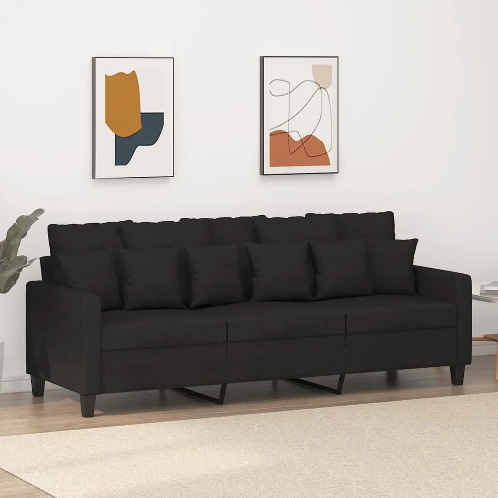 Divano A 3 Posti Nero 180 Cm İn Tessuto /