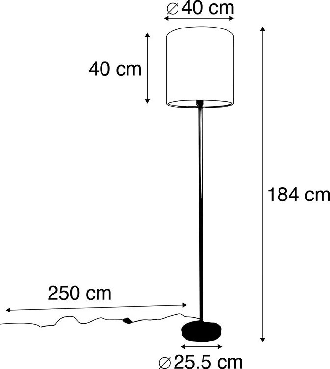 Moderne vloerlamp zwart met beige bouclé kap 40cm - Simplo