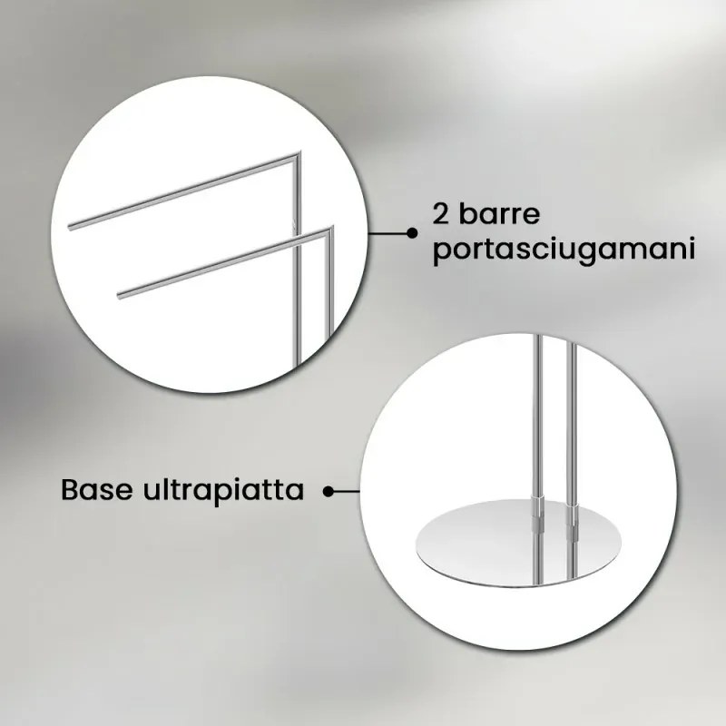 Piantana portasciugamani da appoggio in acciaio cromato Style