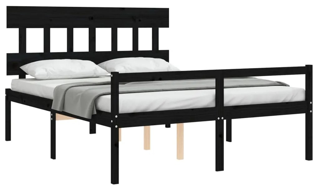 Letto per Anziani con Testiera Nero King Legno Massello