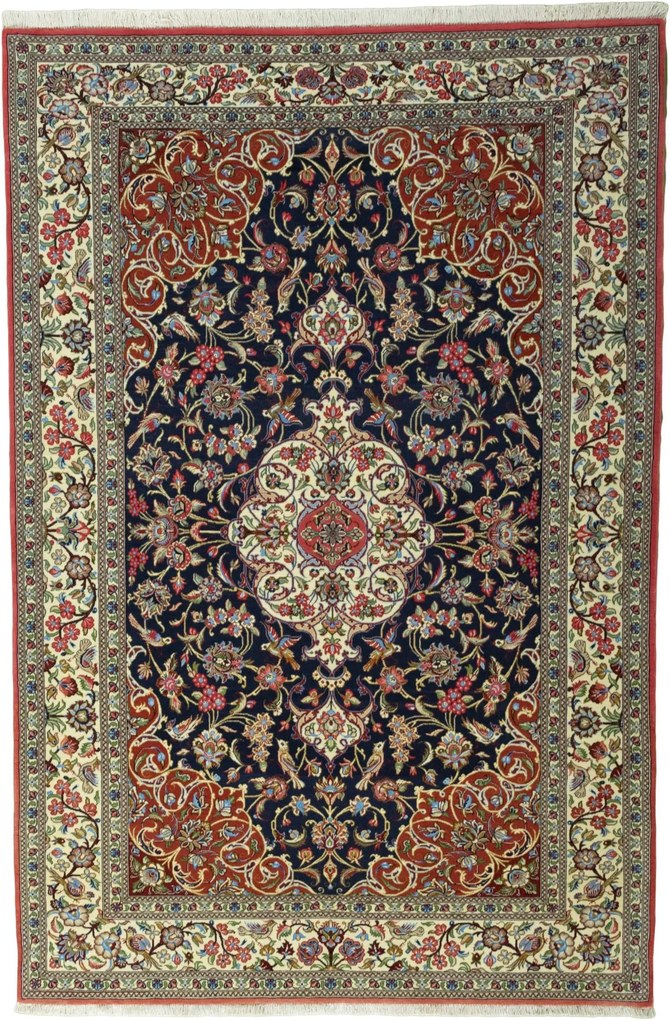 Ghom Tappeto 210x140 Blu (Iran) Annodato A Mano