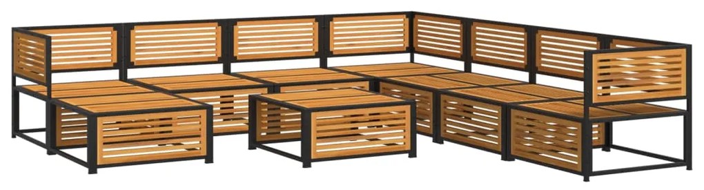 Set divano giardino 9 pz con cuscini legno massello di acacia