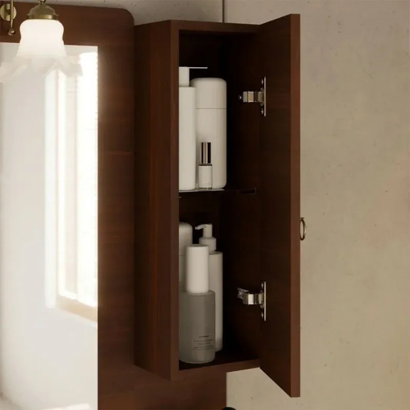 Mobile bagno a terra 105 cm noce con specchio lampada e pensile Romantica