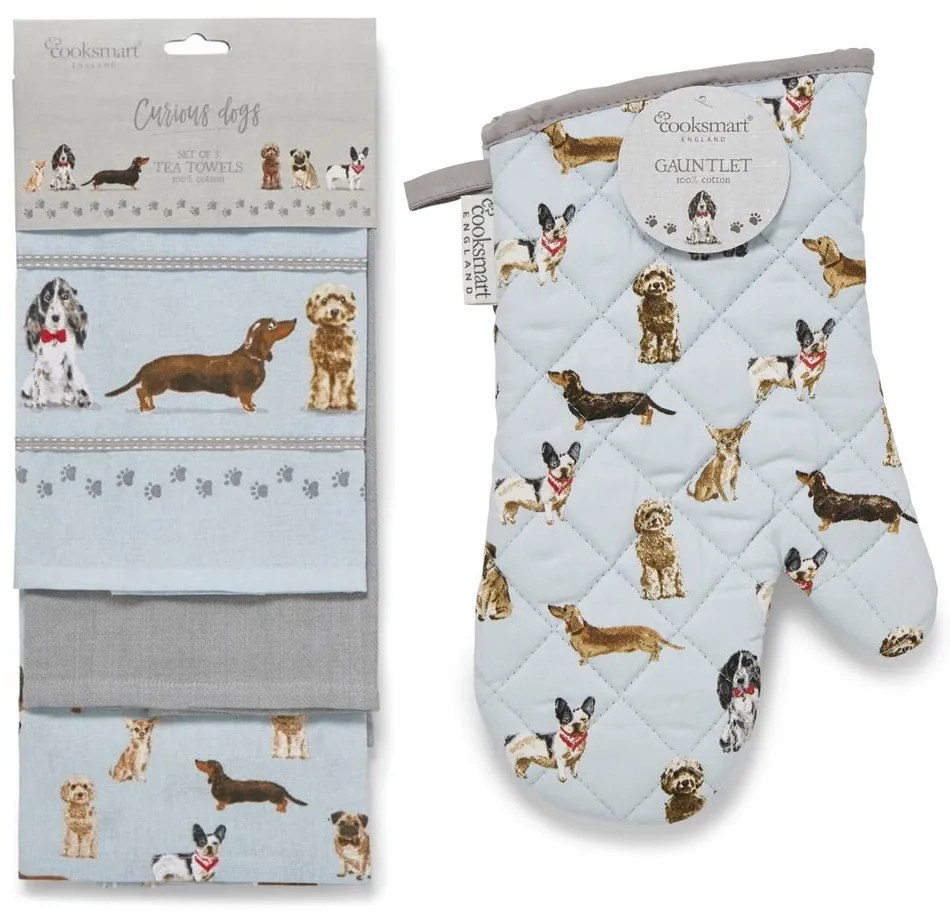 Set di strofinacci e guanto da forno Curious Dogs - Cooksmart ®