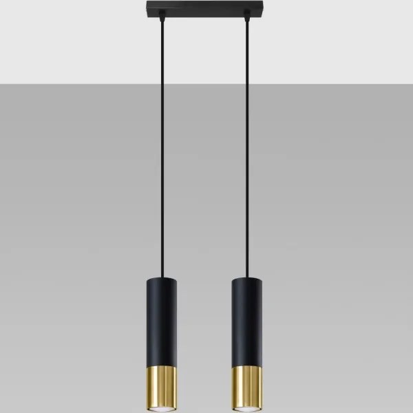 Sollux SL.0953 - Lampadario a sospensione con filo LOOPEZ 2xGU10/10W/230V nero/oro