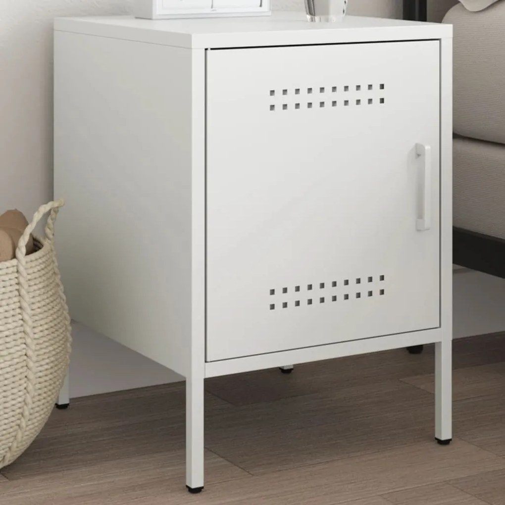 Comodino Bianco 36x39x50,5 Cm İn Acciaio /