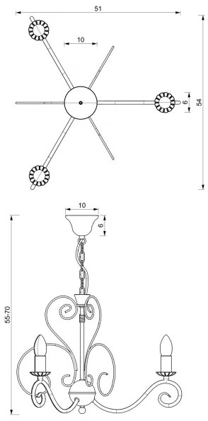 Lampadario a sospensione con catena MAURO 3xE14/60W/230V
