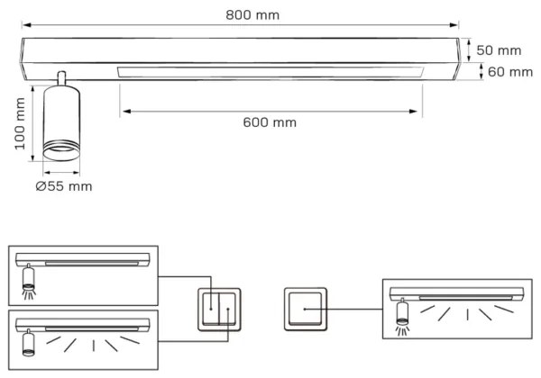 Plafoniera LED PARIGI LED/24W/230V + 1xGU10/10W nero