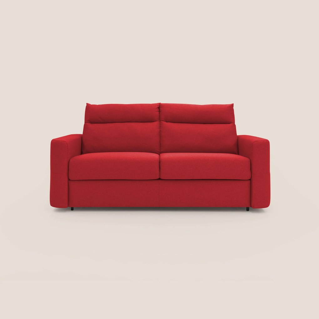 Cupido Divano letto materasso H18 cm e schienale alto in tessuto impermeabile simil cotone T13 rosso