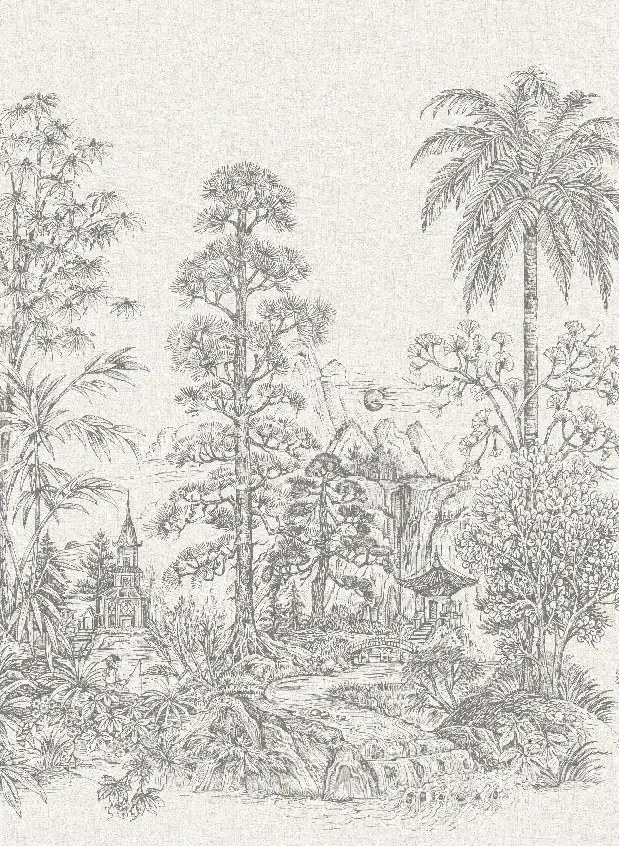 Jannelli & Volpi Carta da parati panoramica Mandalay - White Black Panel 6
