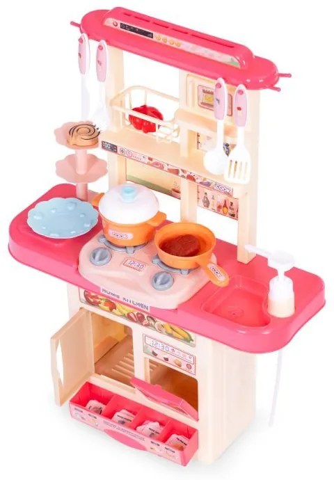 Cucina compatta per bambini con LED + 10 accessori - rosa