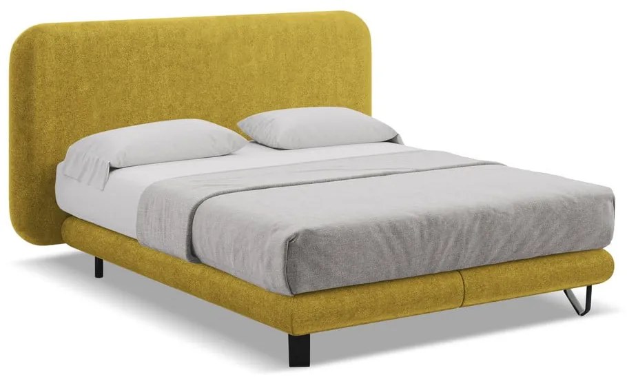 Letto boxspring in colore senape 160x200 cm Ilima - Makamii