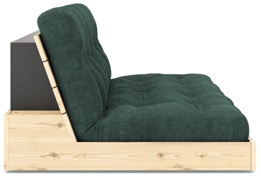 Divano letto in velluto a coste verde scuro 196 cm Base - Karup Design