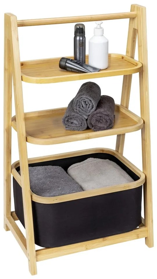 Mensola da bagno in bambù nero/naturale 44x80 cm Ecori - Wenko