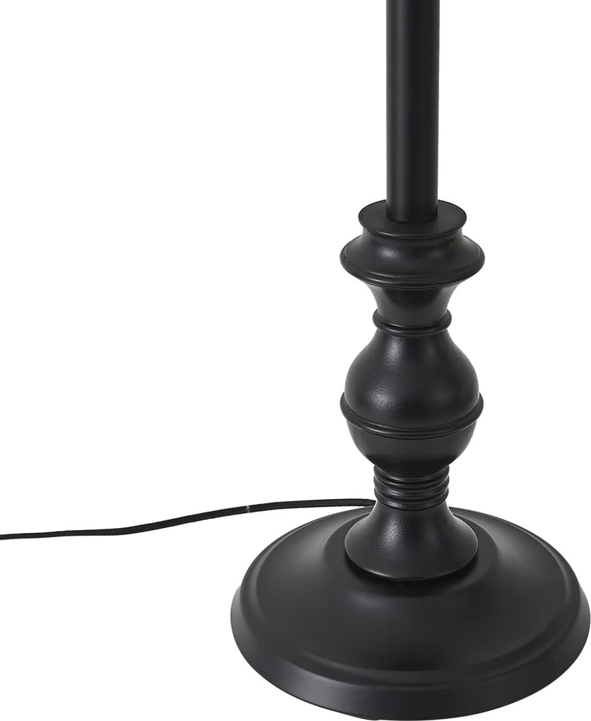 Lampada da terra nera con paralume floreale e interno bianco 45 cm - Classico