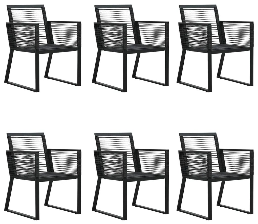 Set da pranzo da giardino 7 pz nero in rattan pvc
