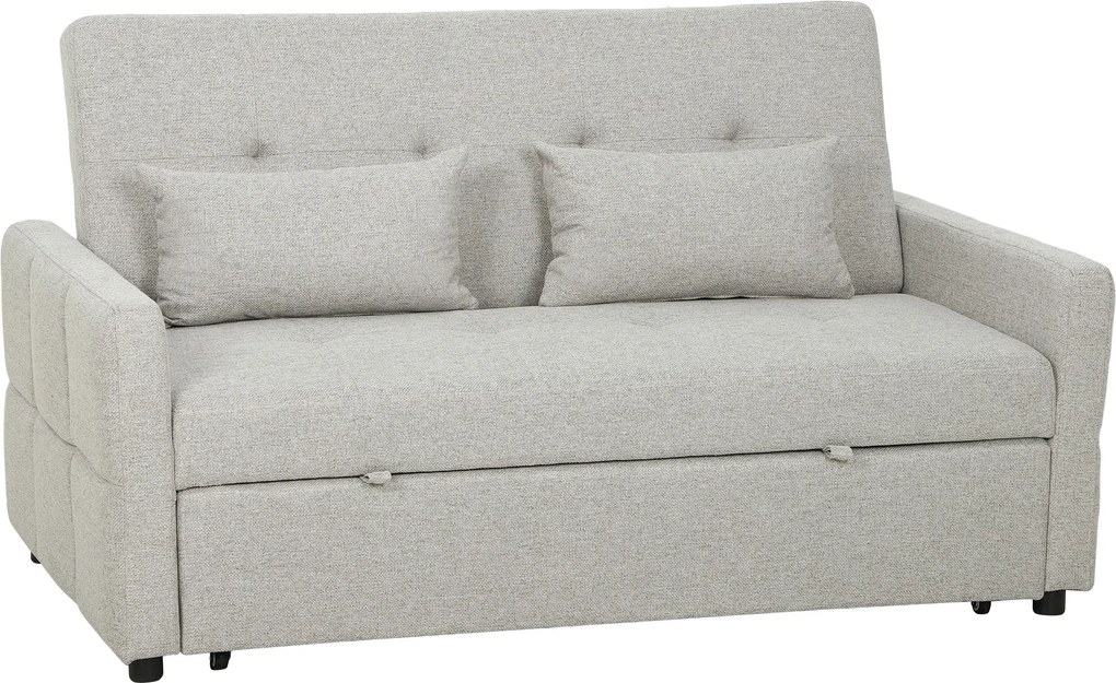 Divano Letto 2 Posti Convertibile Apertura Clic Clac con 2 Cuscini in Tessuto Marrone Chiaro...