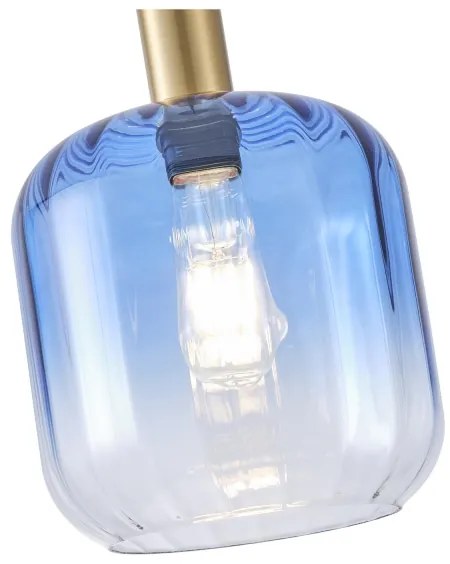 Lampadario a sospensione con filo 1xE27/15W/230V blu/fumé diametro 20 cm