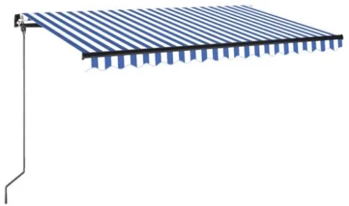 Tenda da Sole Retrattile Manuale con LED 400x350 cm Blu Bianca