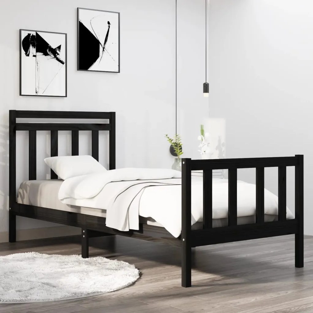 Giroletto İn Legno Massello Nero 75x190 Cm Small Single /