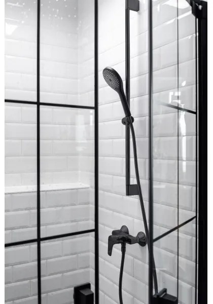 WENKO 24922100 - Soffione doccia WATERSAVING SYSTEM 9,5x9,5 cm, nero