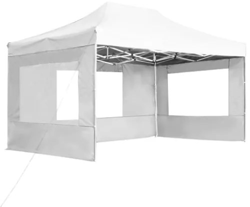 Gazebo Professionale Pieghevole in Alluminio Pareti 4,5x3m Bianco