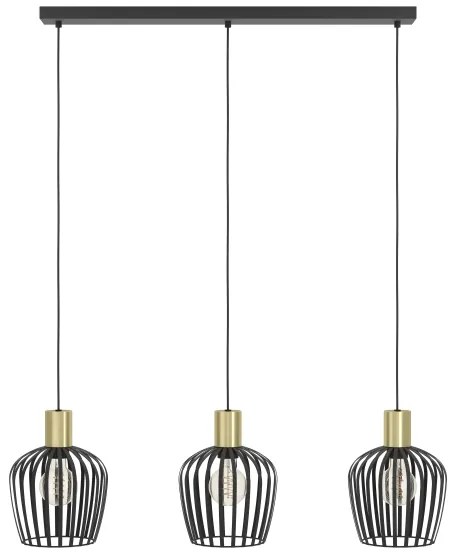 Eglo 901037 - Lampadario a sospensione con filo EMPOLI 3xE27/40W/230V nero/oro
