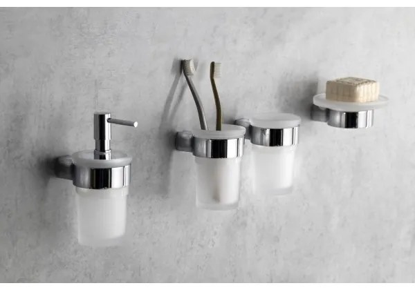 Gedy - Distributore di sapone a parete PIRENEI 110 mm bianco latte vetro/cromo lucido