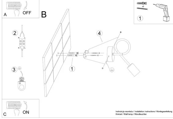 Sollux SL.1454 - Applique LEVAR 1xE27/15W/230V nero