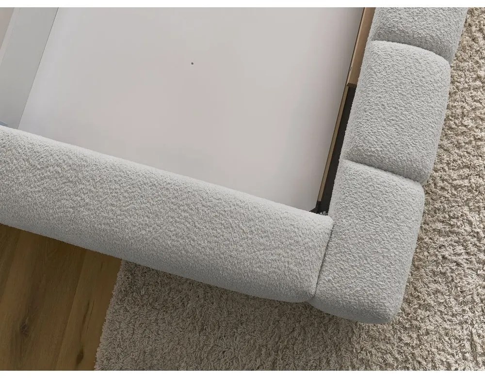 Letto matrimoniale imbottito in grigio chiaro con contenitore con rete inclusa 180x200 cm Denali – Bobochic Paris