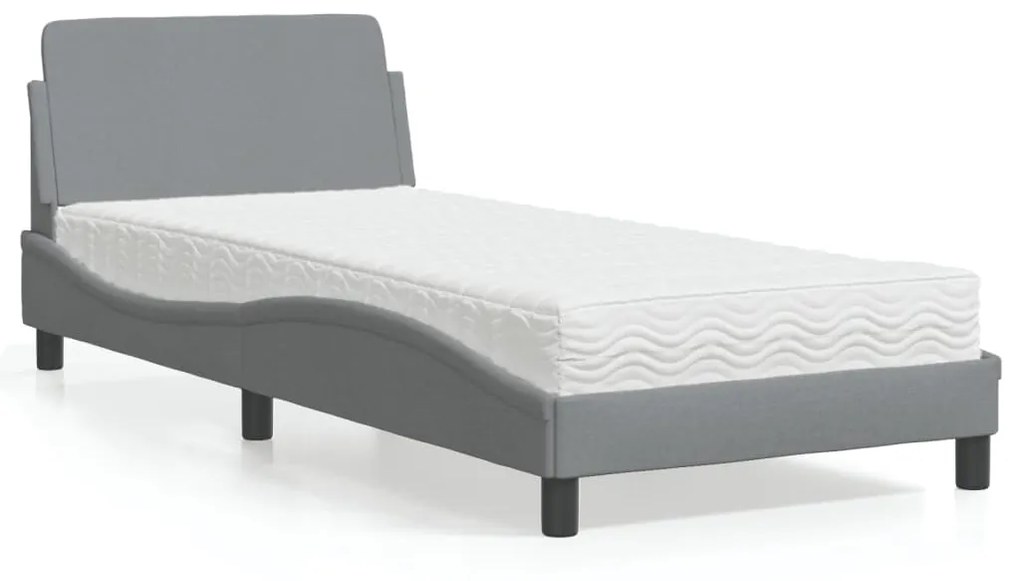 Letto Con Materasso Grigio Chiaro 90x190 Cm İn Tessuto /