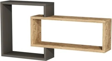 Mensola Sospesa 2 Vani A Cubo 87x15x44 Dante Antracite E Rovere