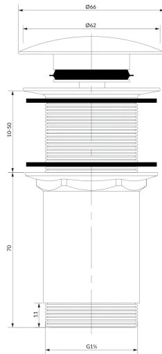 OMNIRES A716BR - Scarico del lavandino CLICK-CLACK diametro 6,6 cm pettinato bronzo