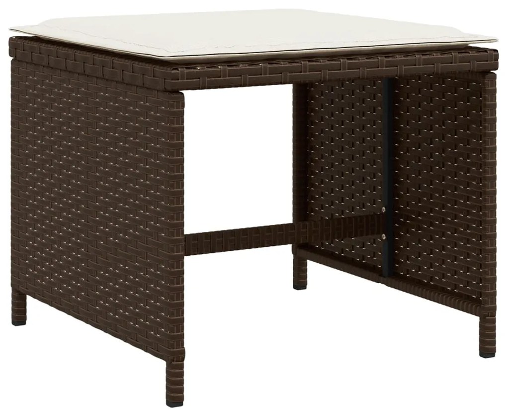 Sgabelli giardino con cuscini 4pz marroni 41x41x36cm polyrattan