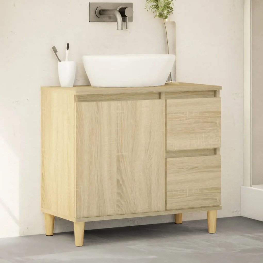 Armadietto da bagno rovere sonoma 65x33x60 cm legno multistrato