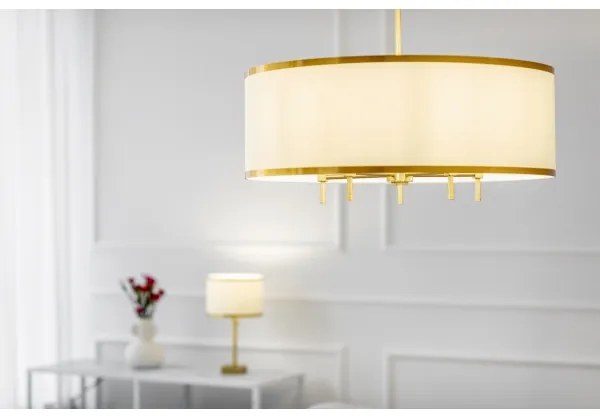 Argon 2132 - Lampadario a sospensione con filo ABBANO 5xE14/7W/230V ottone/bianco