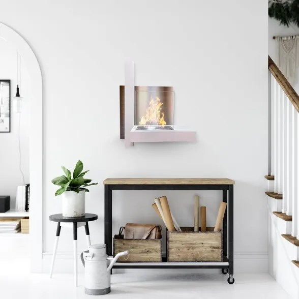 Camino a bioetanolo biocamino da parete VIENNA bianco L65 x H75 x P23