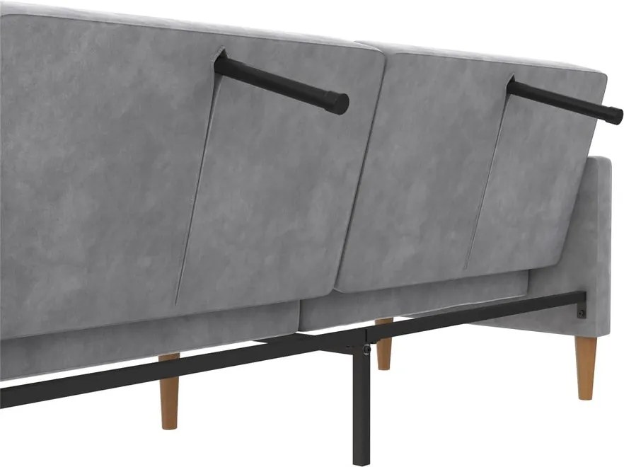 Divano in grigio chiaro allungabile con rivestimento in velluto 207 cm Lilly – Støraa