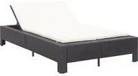 Lettino Prendisole a 2 Posti con Cuscino Nero in Polyrattan 46238