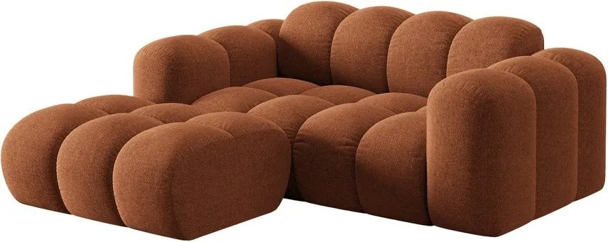 Divano angolare color terracotta (con penisola a sinistra/con chaise lounge) con rivestimento in ciniglia Treno – Cosmopolitan Design