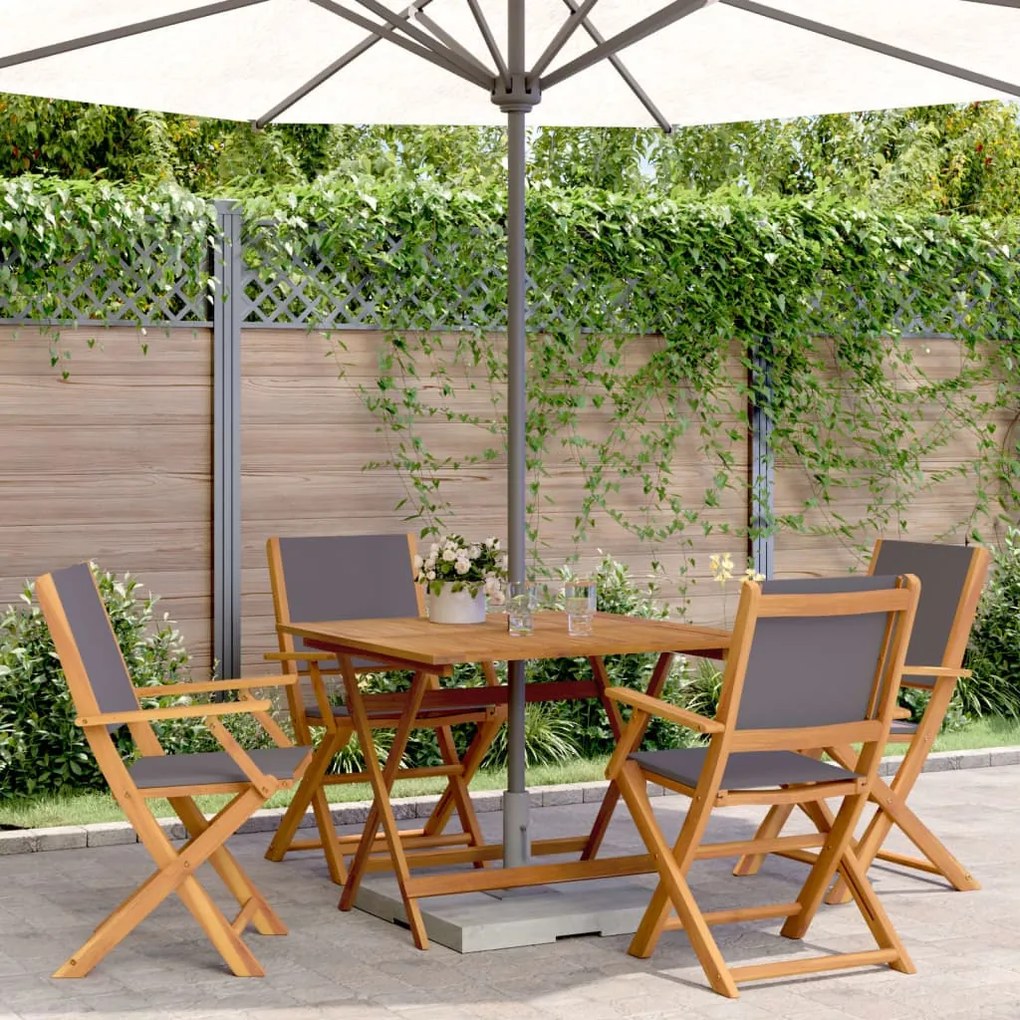 Set Pranzo Da Giardino 5pz Antracite Tessuto E Legno Massello /