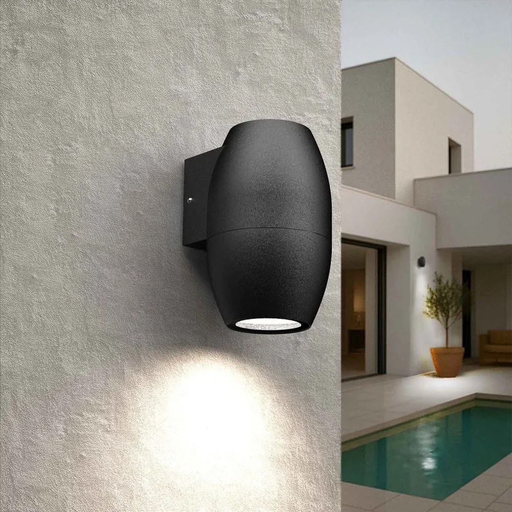 Applique Ovale Monodirezionale IP65 GU10 per esterni - Nera Colore del corpo Nero
