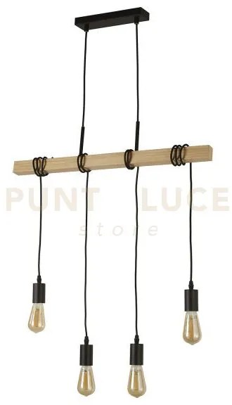 Woody 4lt bar pendant - legno naturale e metallo nero
